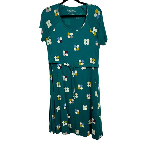 Latched Mama Polka Dot Nursing Short Sleeve Dress Women's Medium - Picture 1 of 6